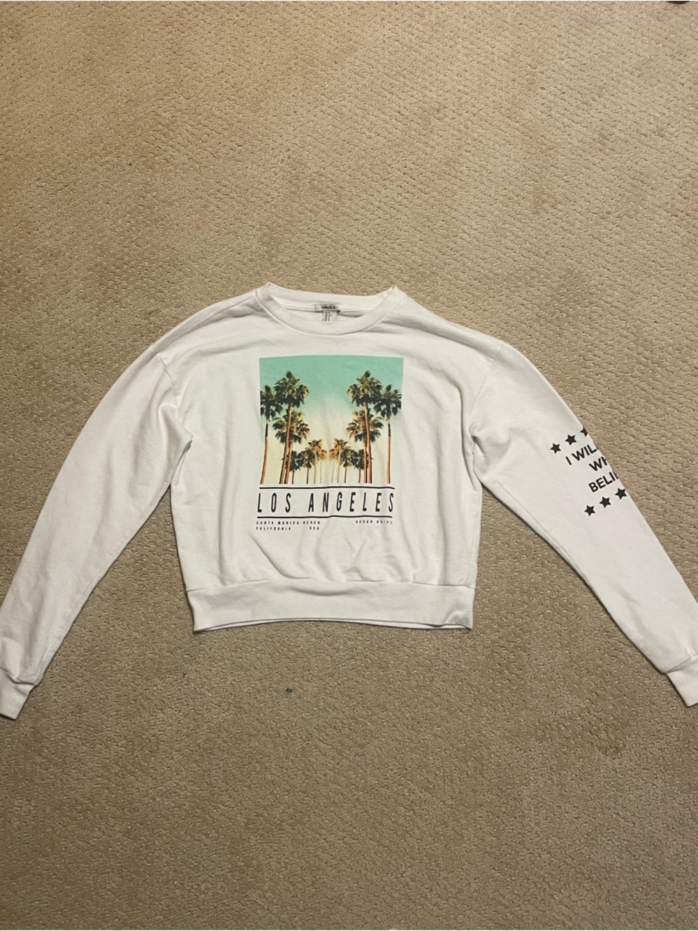 Forever 21 Los Angeles White Graphic Crop Sweatshirt